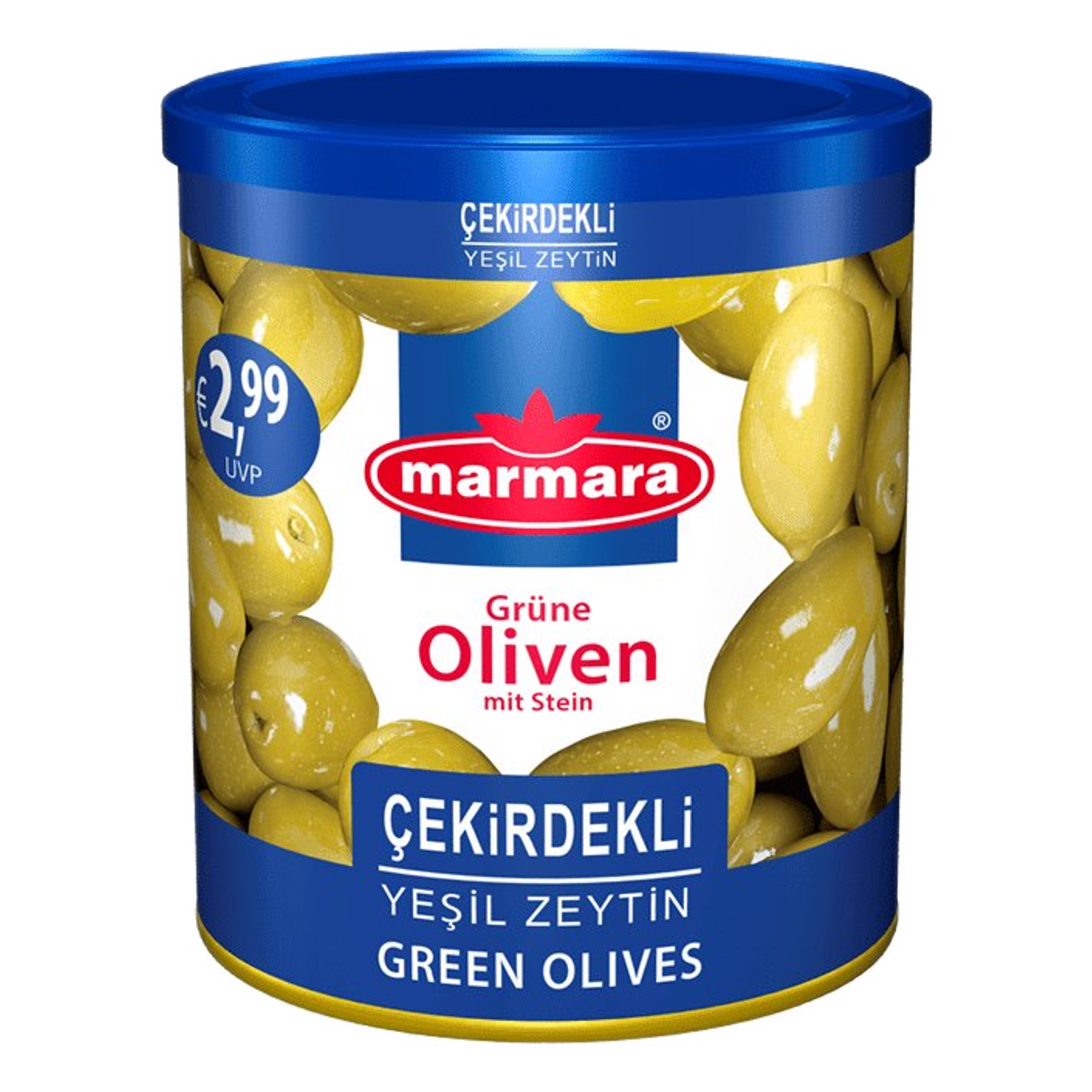 Marmara Çekirdekli Yesil Zeytin-  Grüne Oliven mit Stein  400g