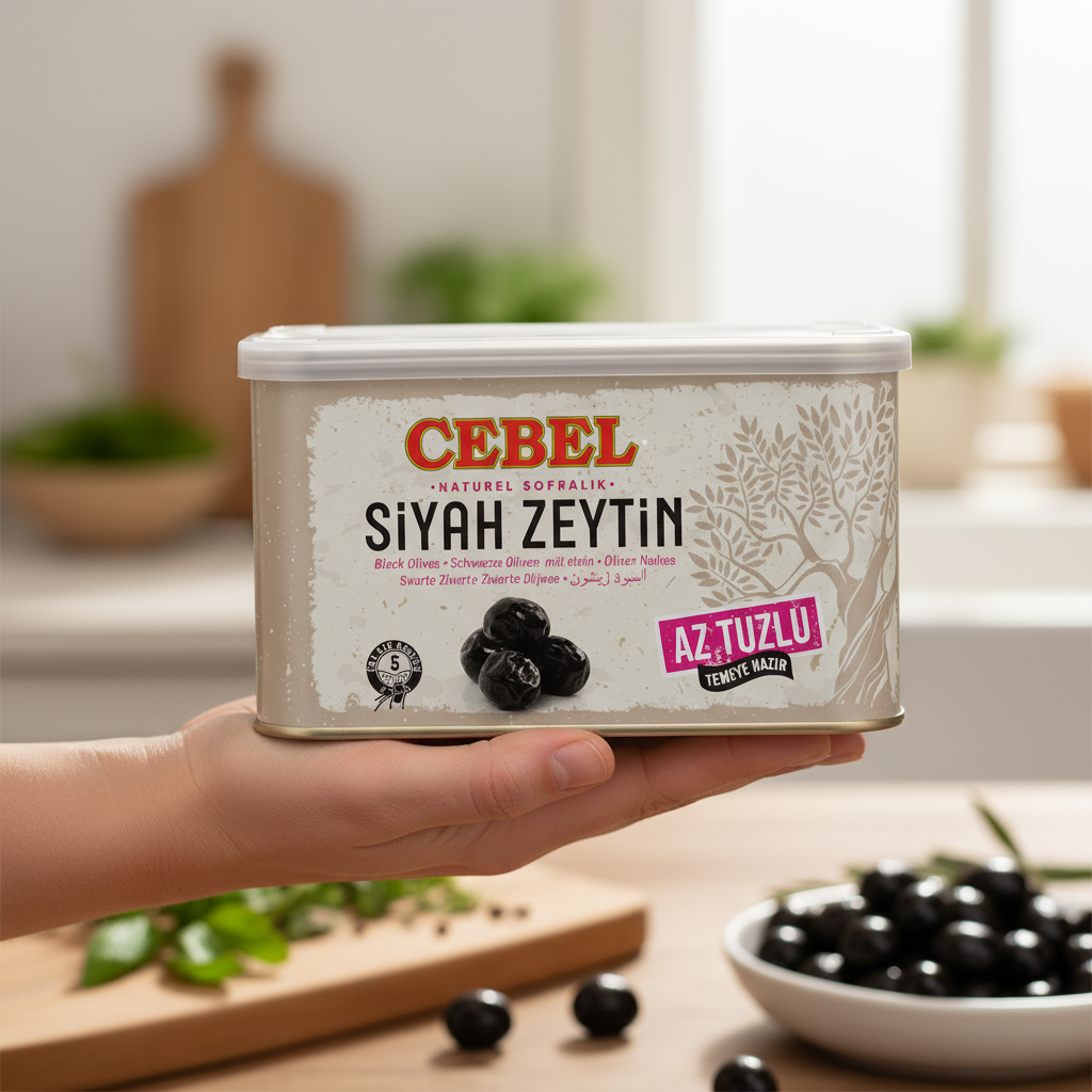 Cebel Siyah Zeytin, Az Tuzlu - Schwarze Oliven mit Stein, Salzarm 750g Cebel Siyah Zeytin, Az Tuzlu - Schwarze Oliven mit Stein, Salzarm 750g